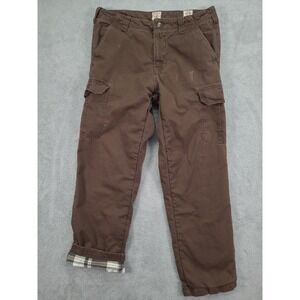 Red Head Brand Co Mens‎ Cargo Pants Brown Size 36x34 Plaid Lined Workwear